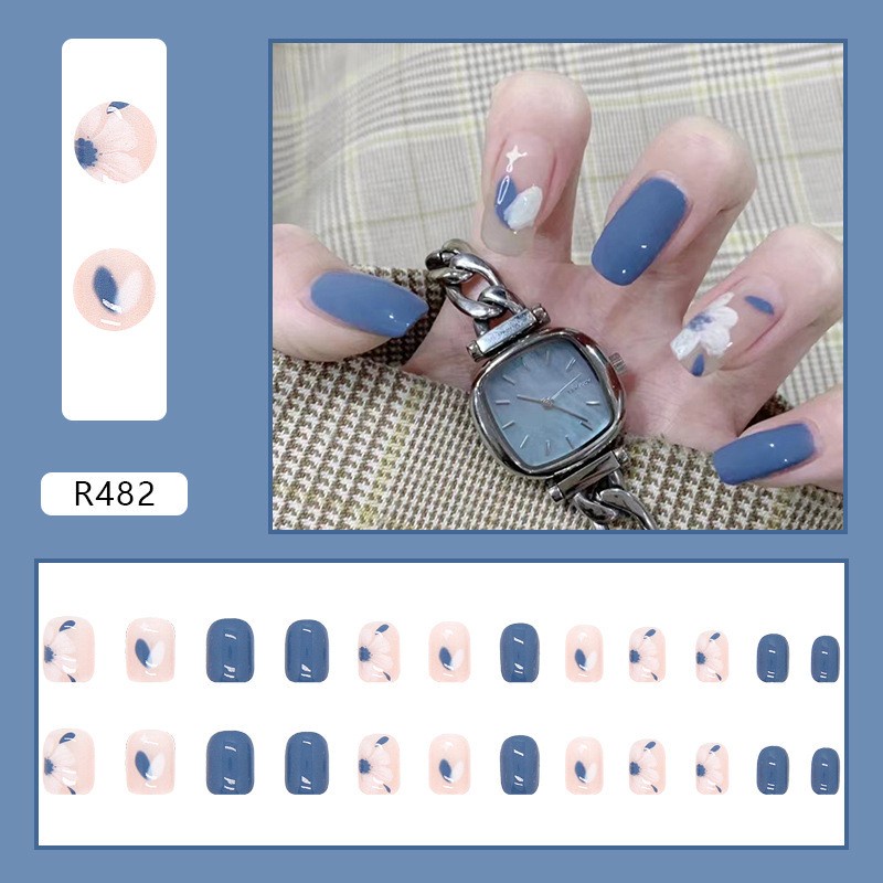 MSY 24pcs Kuku Palsu Dan Lem Fake Nail Art Fashion Free Lem Cair 2gr