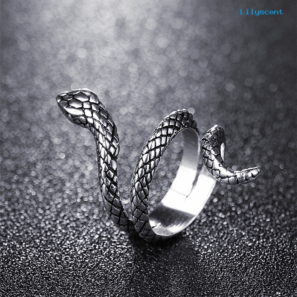 [LS] Cincin Jari Bentuk Ular Perhiasan Hadiah Alloy Punk Cobra Snake Shape Ring Untuk Pesta