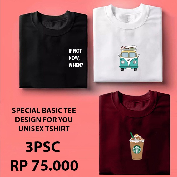 3PSC RP 75.000 KAOS DISTRO UNISEX PRIA WANITA - BAJU KAOS PRIA WANITA