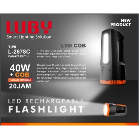 Senter LUBY L2678 40W / Senter Led Rechargeable Handlight Luby L-2678 40W