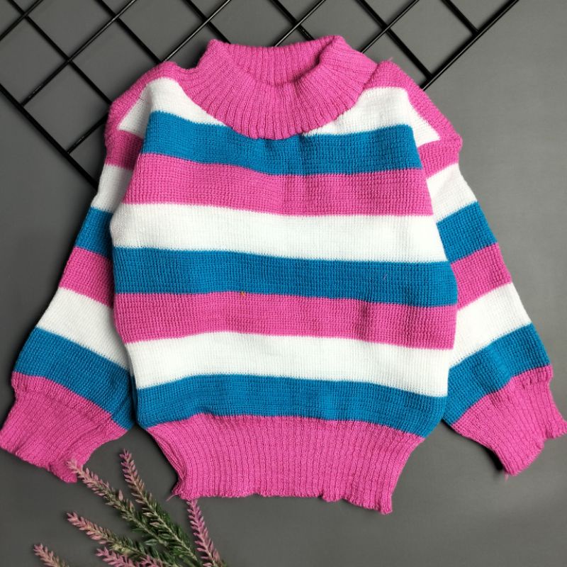 sweater rajut pelangi bayi 6-12 bulan