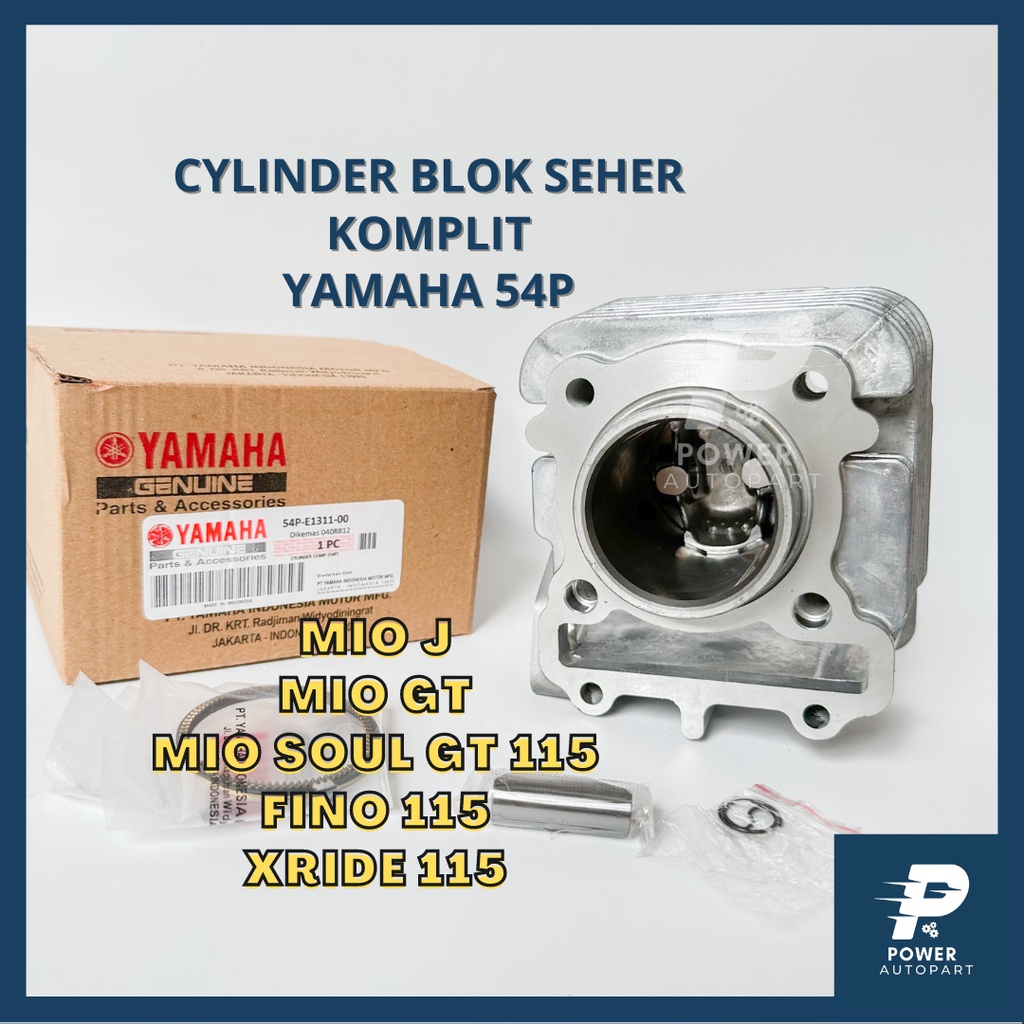 CYLINDER BLOK SEHER + PISTON KIT SET ORIGINAL YAMAHA MIO J, MIO GT 115, MIO SOUL GT, FINO, XRIDE KUA