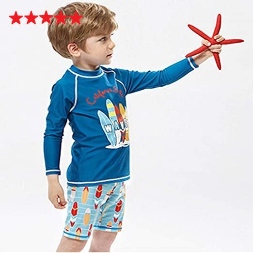 3-5-8-10Tahun Baju Renang Anak Laki Laki Cowok Lengan Tangan Panjang Celana Boys Swimsuit Diving Swi