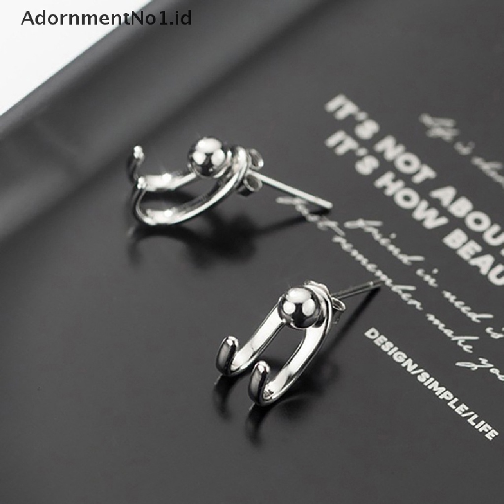 [AdornmentNo1] Perhiasan S925 Perak Stud Earrings Korea Sederhana Fashion Double Line Light Bead Earring [ID]