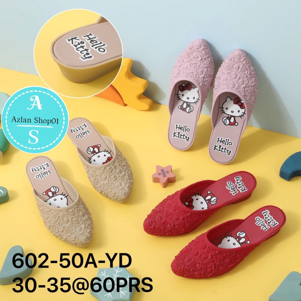 Terbaru sandal anak perempuan/sandal slop anak motif hello kitty 602-50 size 30/35