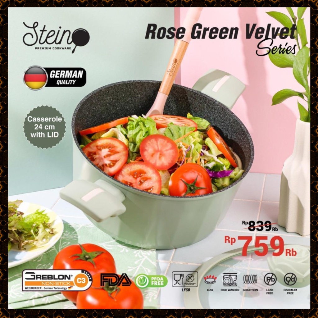 STEIN-ROSE CASSEROLE STEIN COOKWARE 24CM 6 LAYER GRANITE GREBLON GERMAN