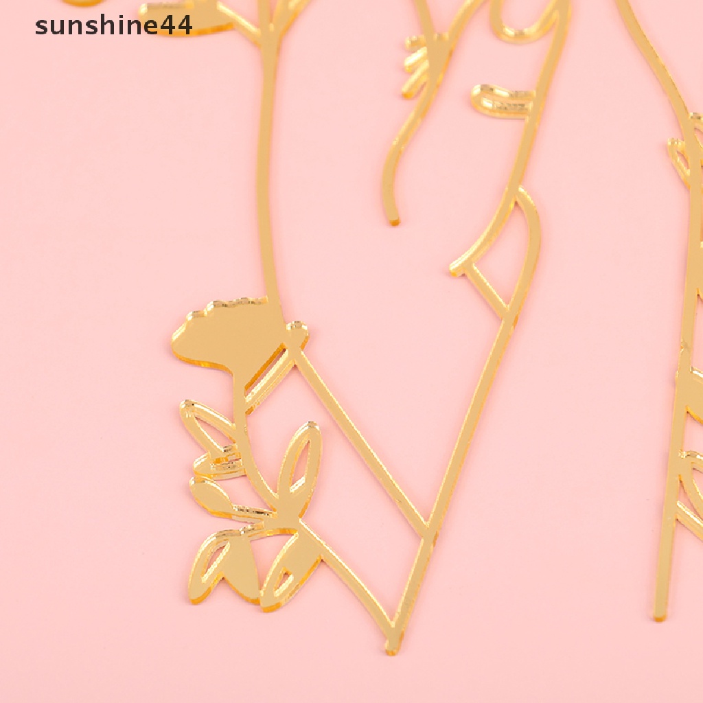 Sunshine 1Pc Sisipan Kue Akrilik Minimalis Art Couple Cake Topper Perlengkapan Pesta.