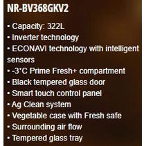 PANASONIC NR-BV360GK1D / NRBV360GK1D Lemari Es 2 Pintu French Door 358 Liter