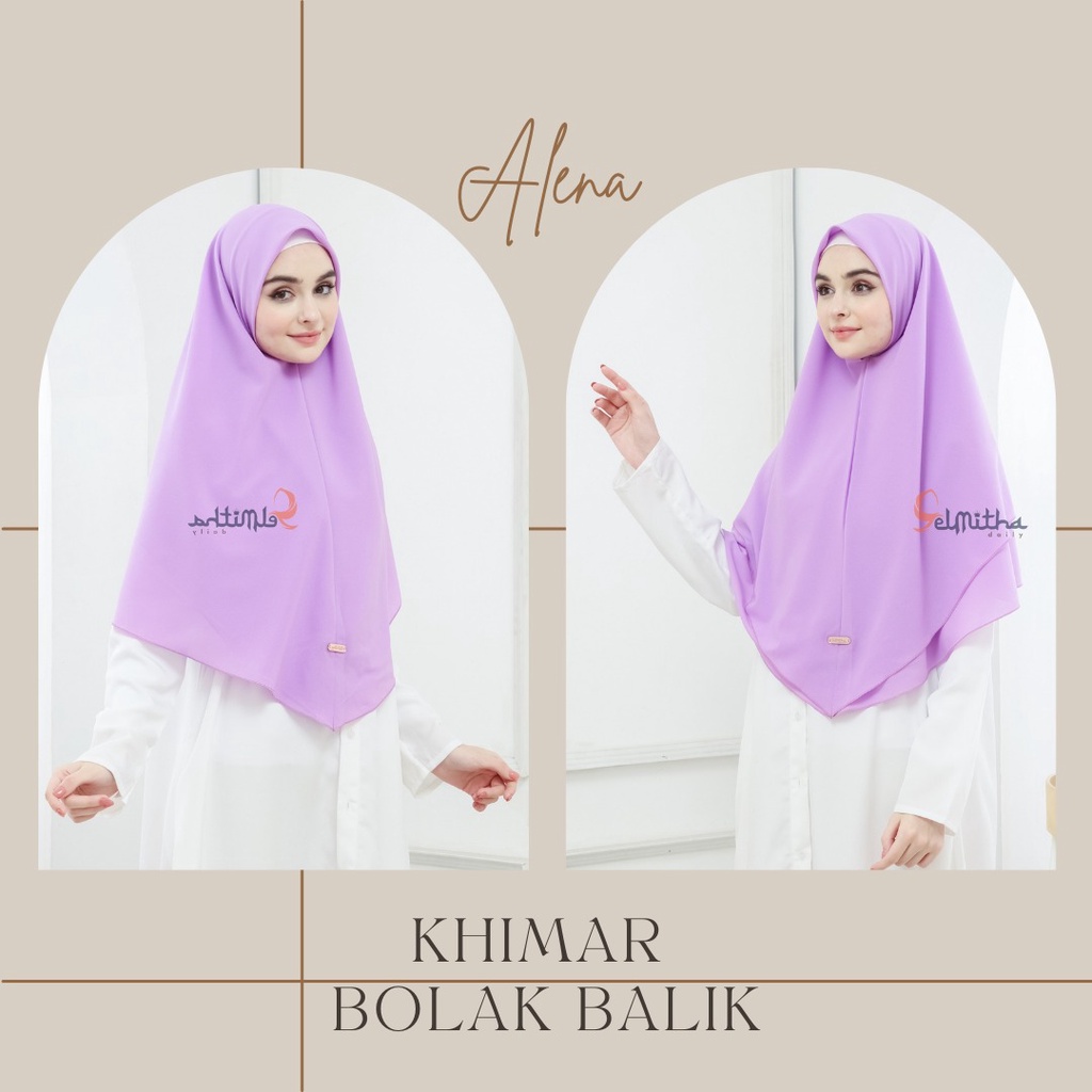𝐄𝐋𝐌𝐈𝐓𝐇𝐀 - Khimar Segi Empat Hijab Instan  ( ALENA ) Bolak Balik Non Pad  Diamond Jumbo L - XL