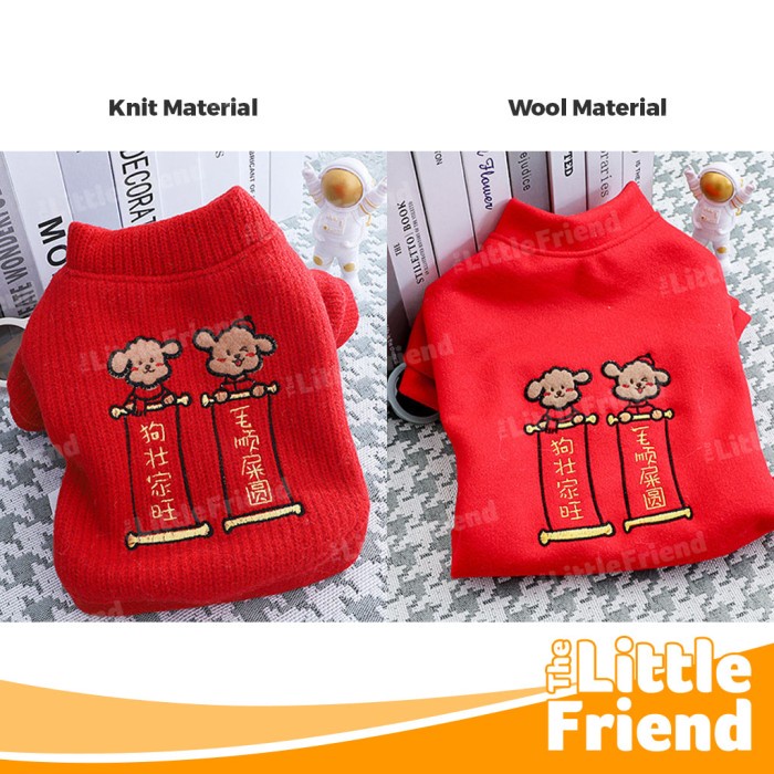 Baju Imlek Anjing Kucing Chinese New Year WOOL VELVET Kancing Depan