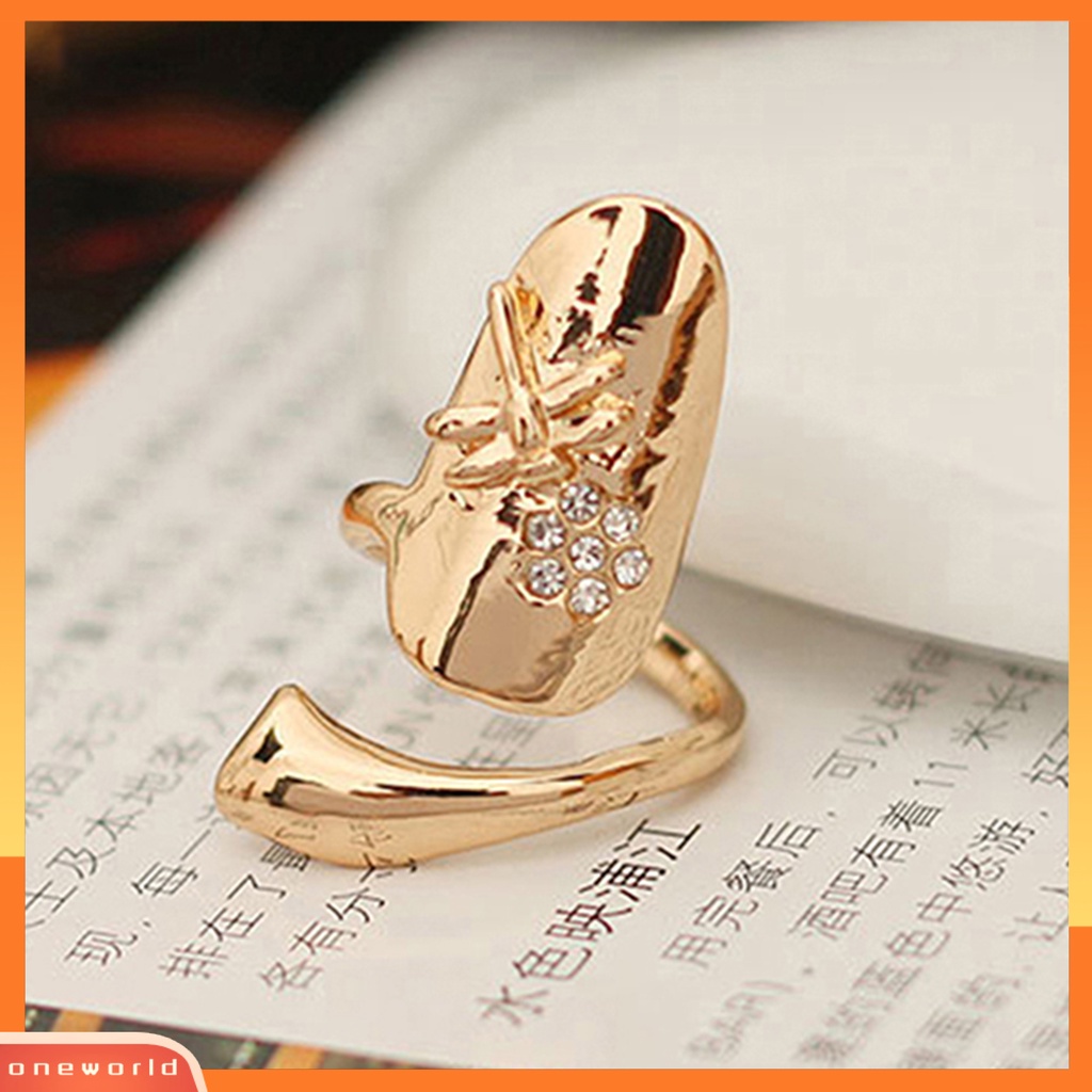 {oneworld} 1pc Cincin Kuku Jari Poles Berlian Imitasi Alloy Alloy Finger Nails Ring Untuk Pesta