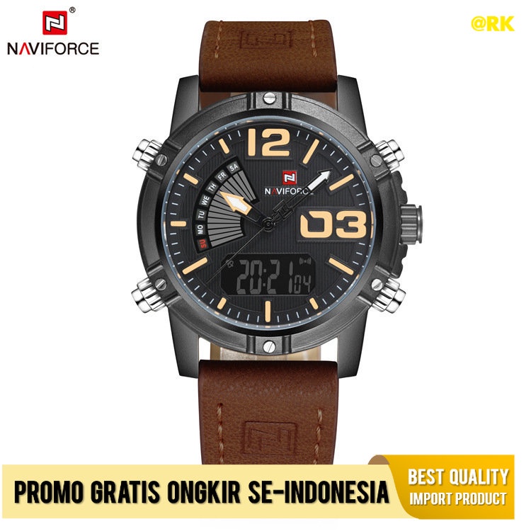 Jam Tangan Dewasa Naviforce Sonata Produsen 9095 Luminous Olahraga Jam Kuarsa Jam Tangan Pria Tahan 