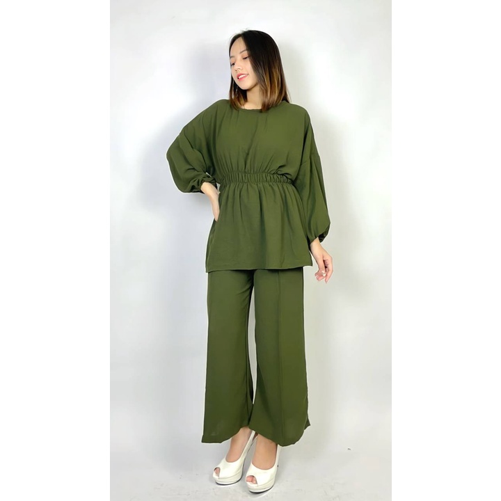 BEFAST - ZRX OOTD SETELAN WANITA RANI / ONE SET MOIRA / Oneset Wanita Keluaran Terbaru / Pakaian Casual Wanita / Set Atasan Blouse Lengan Panjang+Celana Kulot Panjang / Fashion Kekinian remaja ABG / Outfit Daily Wanita Hijab Style