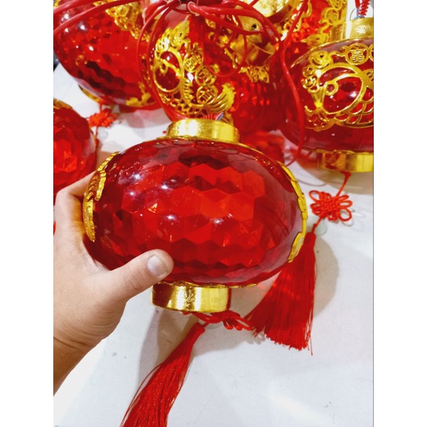 Lampion Ikan Rentet Imlek / Lampion Imlek 6 Hoki Crystal / Lampu Lampion LED Imlek 6 Fu