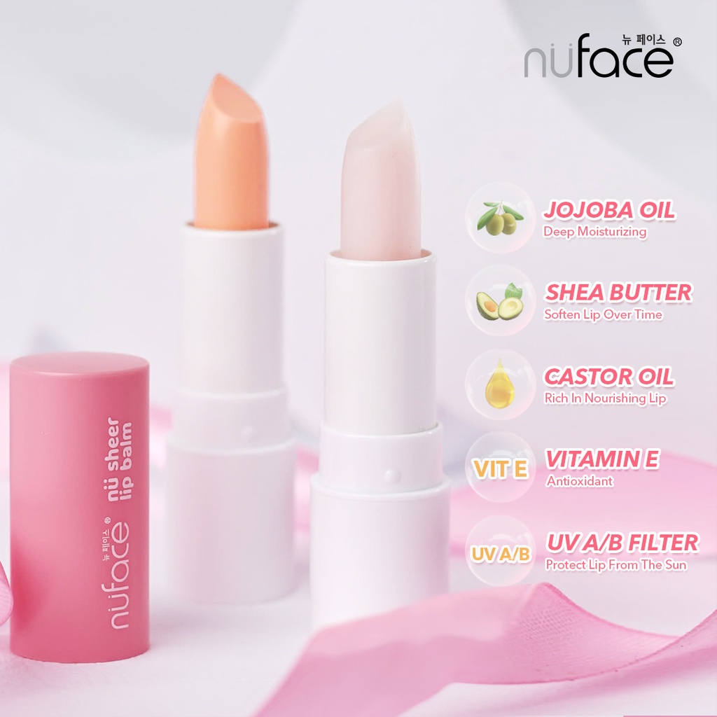 galerybeautysemarang Nuface Nu Sheer Lip Balm 3.5g | Pink Berry - Peach Gum