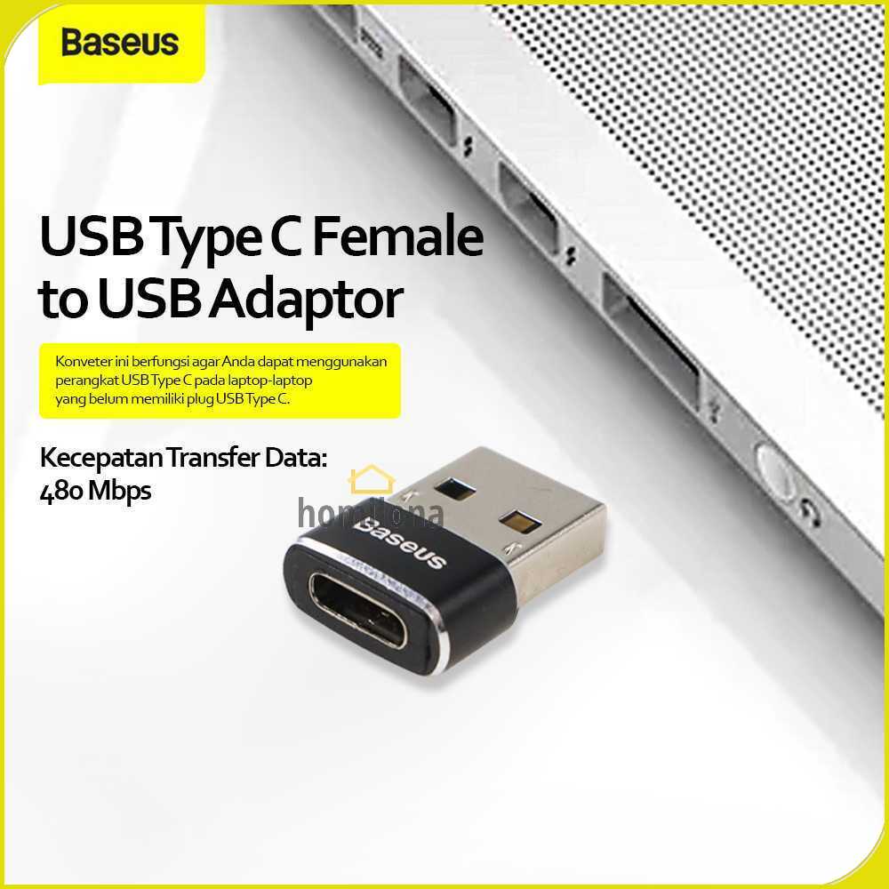 Baseus USB Type C Female to USB Adapter - CAAOTG-01 - Black