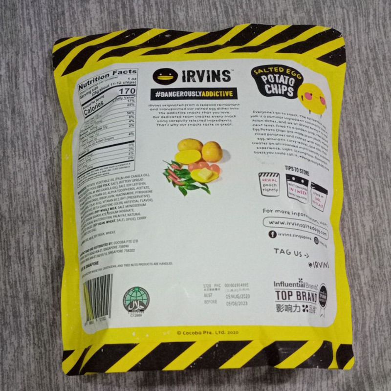 IRVINS SALTED EGG POTATO CHIPS 230 gr