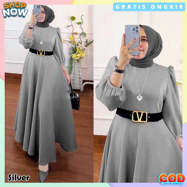 Gamis Lengan Panjang Pakean Hari Raya Idul Fitri Ghsmis Ibuibu Pengajian Dres Baju Kekinian Gammes S