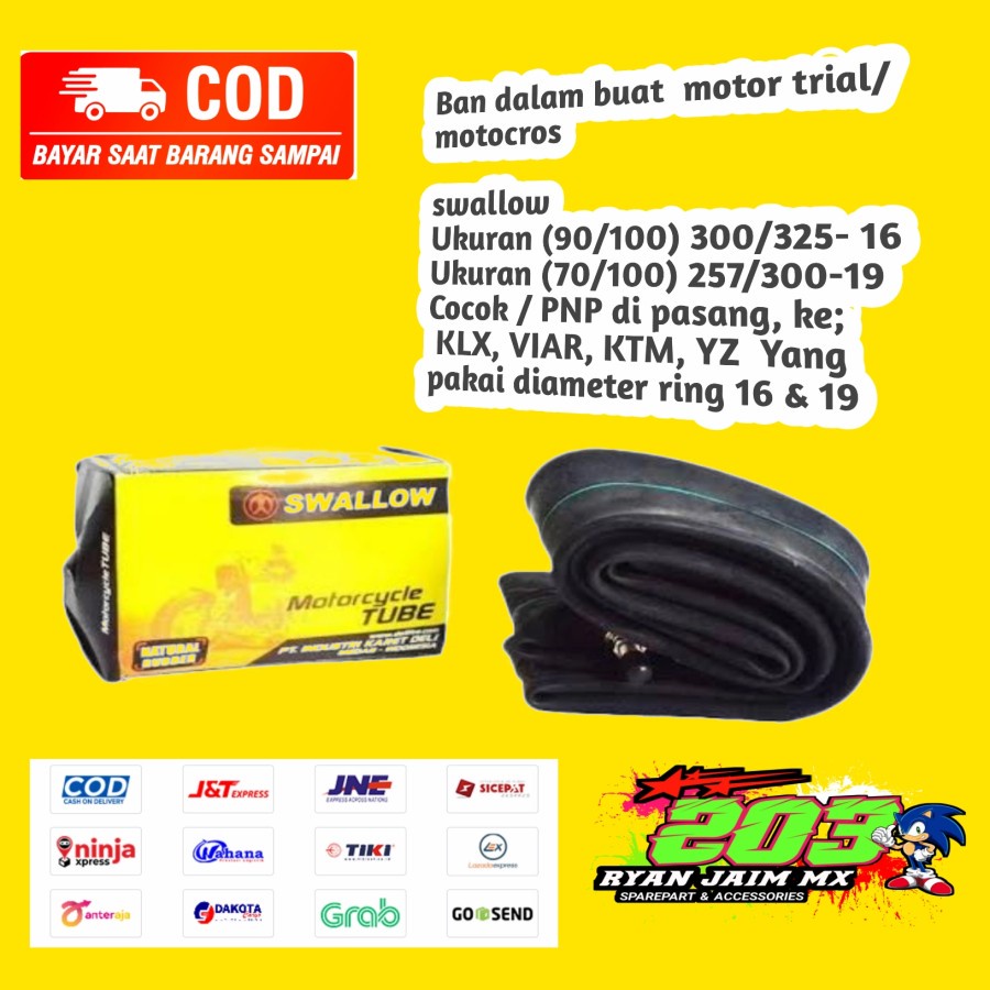 BAN DALAM MOTOR TRIAL RING UKURAN 16 19 SWALLOW
