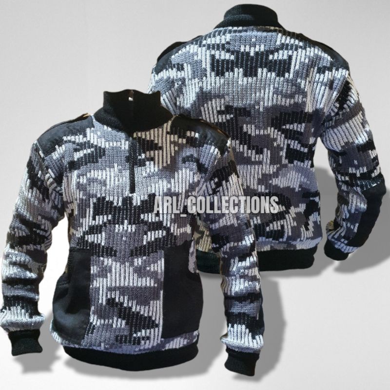 sweater rajut loreng salju - sweater rajut loreng pria wanita dewasa - sweter rajut loreng army