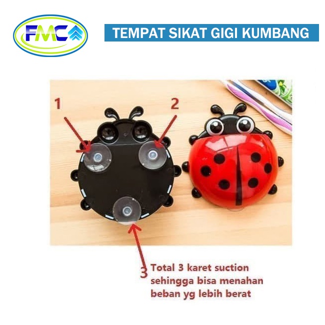 Tempat Sikat Gigi Kumbang Tempat Pasta Gigi Tempel Lucu Unik Bentuk Ladybug Organizer Rak Tempel Serbaguna