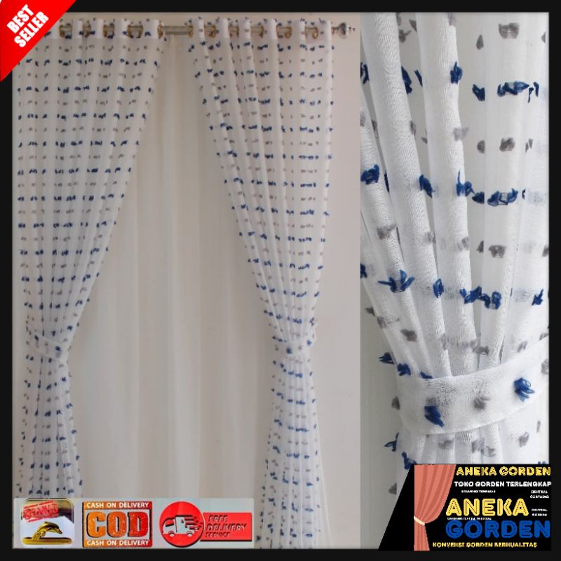 Gorden Vitrase Jendela Pintu Vitrase Ruby Terbaru Ruby motif ungu Model Smokring Ukuran L.140 × T.25