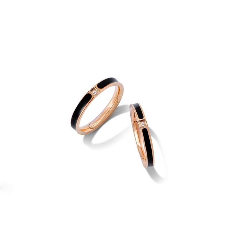 Azzah St0r3 - Cincin Titanium List Hitam Warna Rose Gold Model Korea