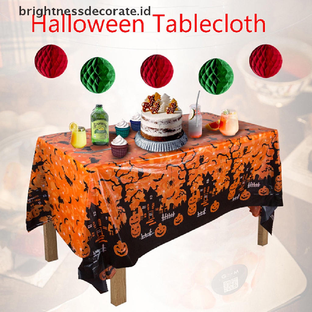 [Birth] Halloween Taplak Meja Sekali Pakai Anti Air Plastik Persegi Panjang Table Cover [ID]