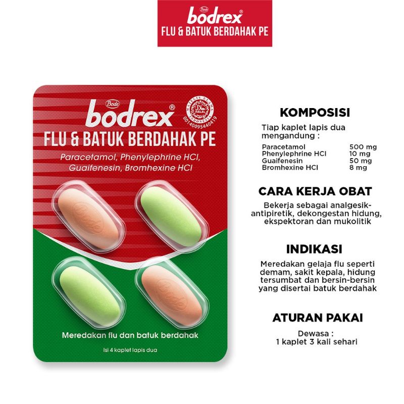 Bodrex Flu dan Batuk Berdahak PE 1 BLISTER @ 4 Kaplet