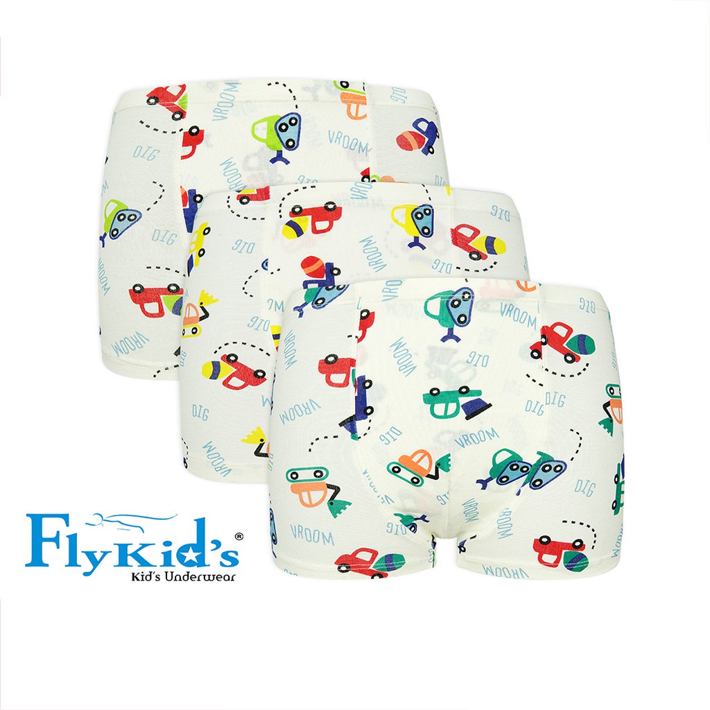 Flykids Celana Dalam Boxer Anak Laki Premium 3 Pcs Print Mobil Flykids Underwear FK 3161