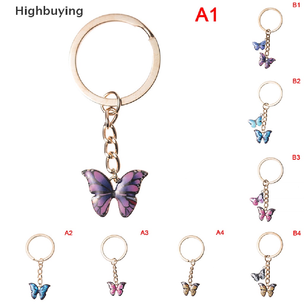 Hbid Double Butterfly Keychain Colorful Butterfly Key Chain Cincin Tas Liontin Perhiasan Glory