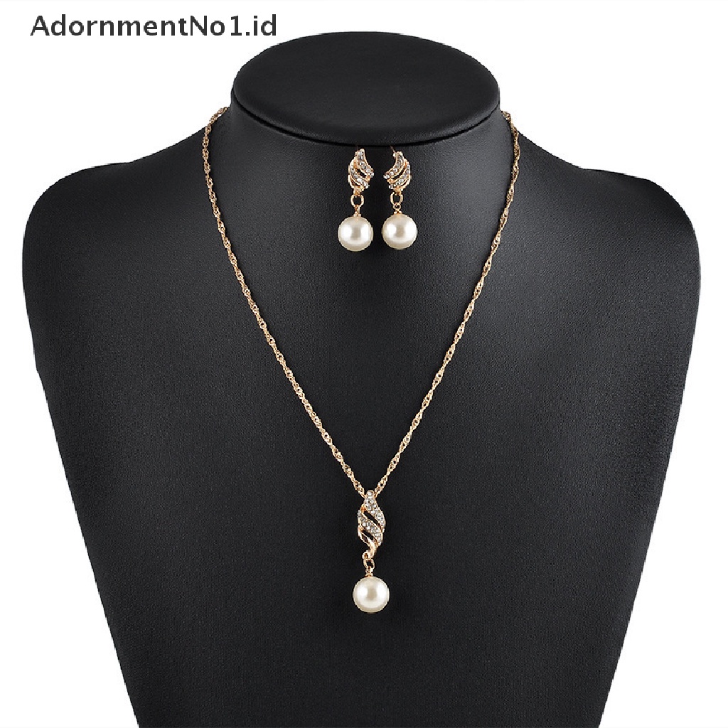 [AdornmentNo1] 1set Berlian Imitasi Pernikahan Bridal Perhiasan Set Untuk Wanita Mutiara Imitasi Liontin Kalung Anting Set Pesta Perhiasan Hadiah [ID]