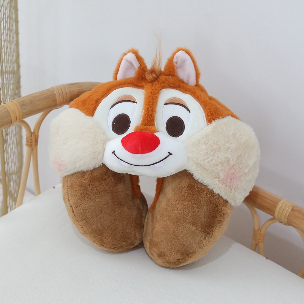 BANTAL LEHER CHIP DALE CHIPMUNK ALVIN NECK PILLOW BONEKA TRAVEL AKSESORIS LUCU