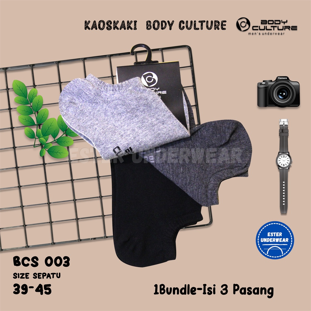 Kaos Kaki Ankle Body Culture Liner Sock BCS003 Bundle Isi 3 Pasang