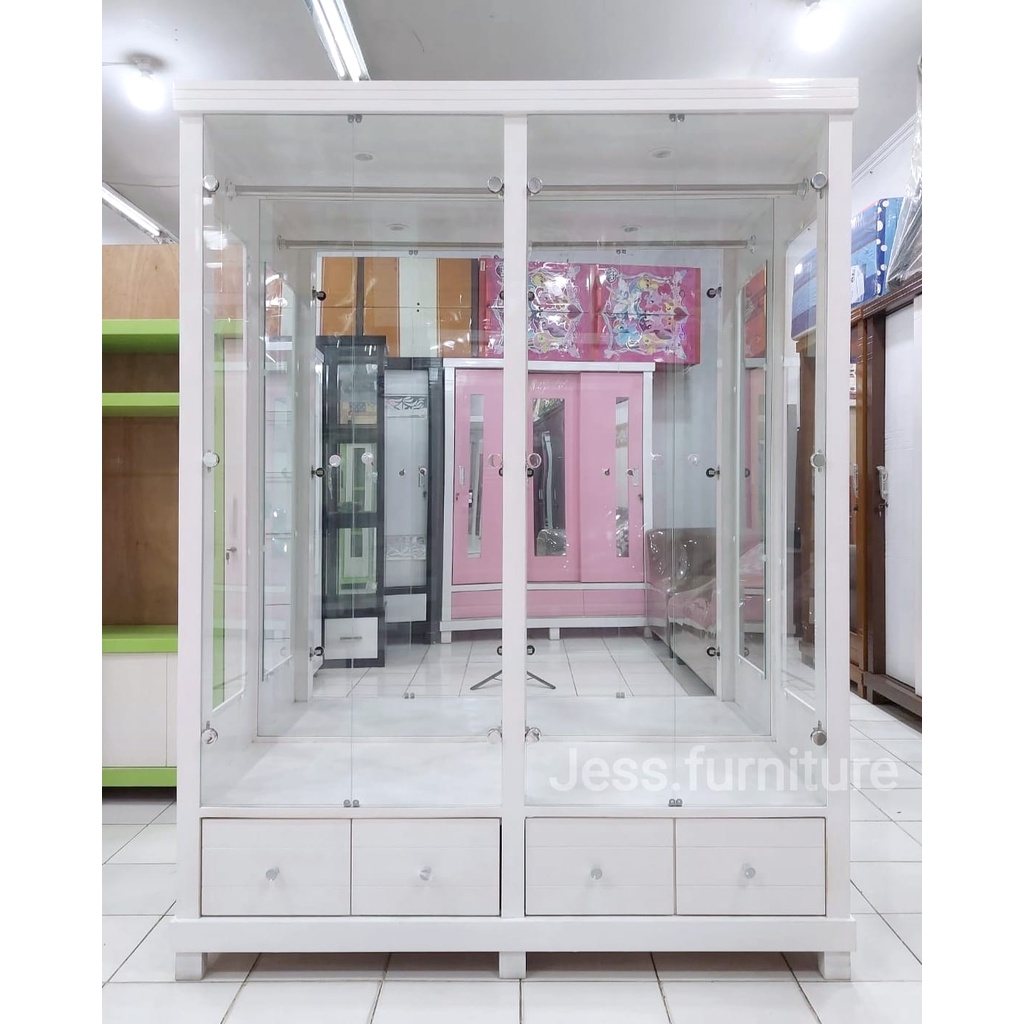Lemari Baju 4Pintu Gamis Gantungan / Lemari Pakaian Full Gantungan Putih , Lemari Gantungan Baju GAM