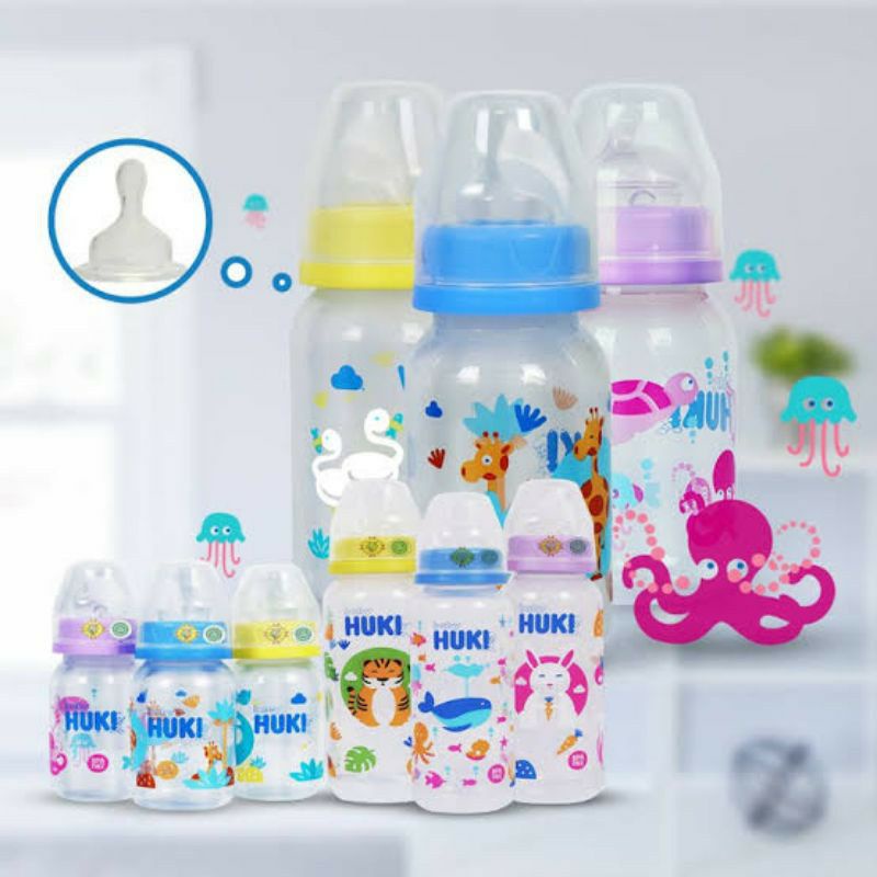 Botol Susu HUKI Bpa Free - Baby Bottle Animal Spongebob Series 60 mL 120 mL 240 mL