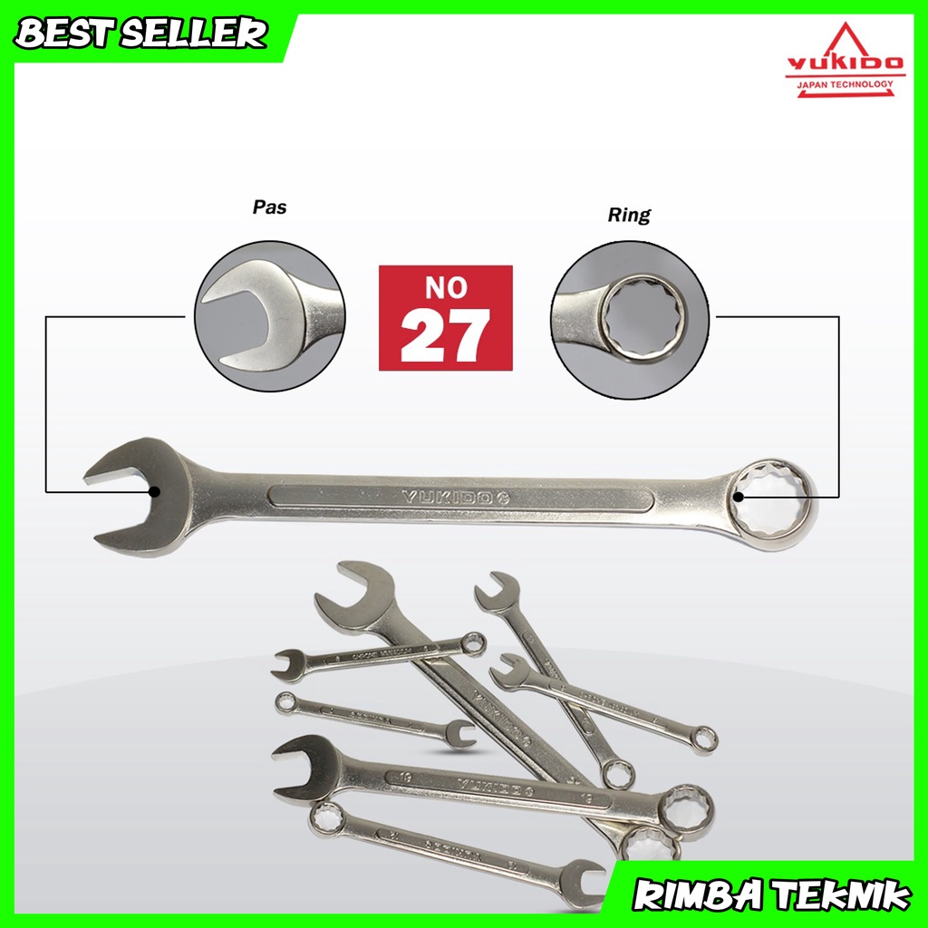 PROMO !! Kunci Ring Pas 27 mm Chrome Vanadium Steel Combination Wrench YUKIDO