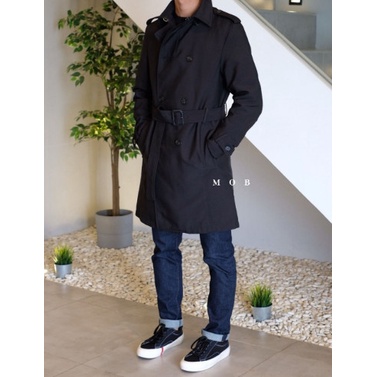 Coat Zara Water Repellent Trench Coat Black