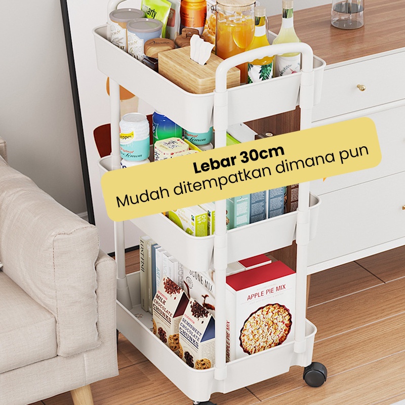 Rak Troli Susun Rak Kamar Mandi Dapur Kamar Tidur Serbaguna 4 Susun Rak Penyimpanan Trolley Salon