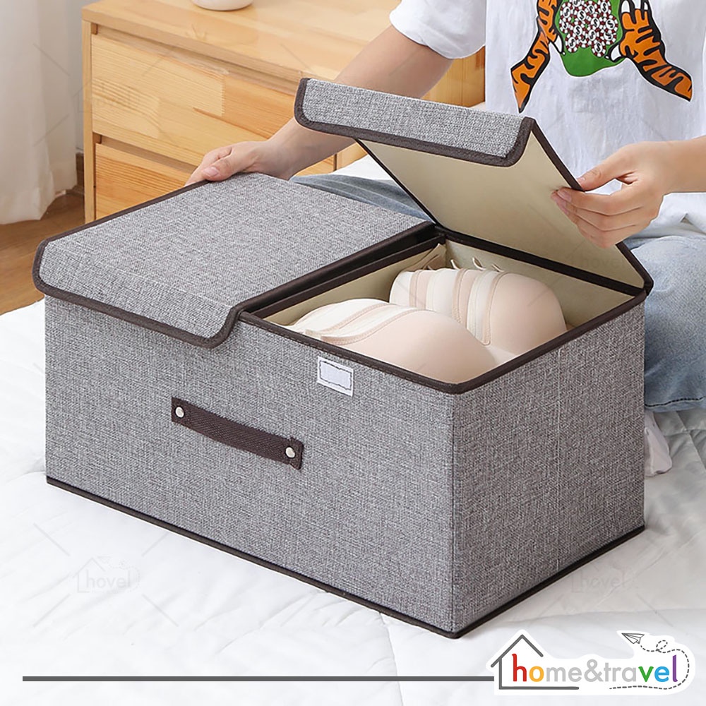 HOVELSHOP Kotak Tempat Penyimpanan Serbaguna Baju Mainan Storage Box Organizer Double Lipat Praktis