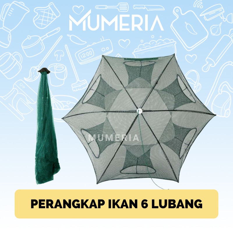 COD - SM88 - 6L perangkap Bubu Payung Alat Jaring Pancing Jala Ikan Udang Kepiting Fish Trap Net 6 Lubang