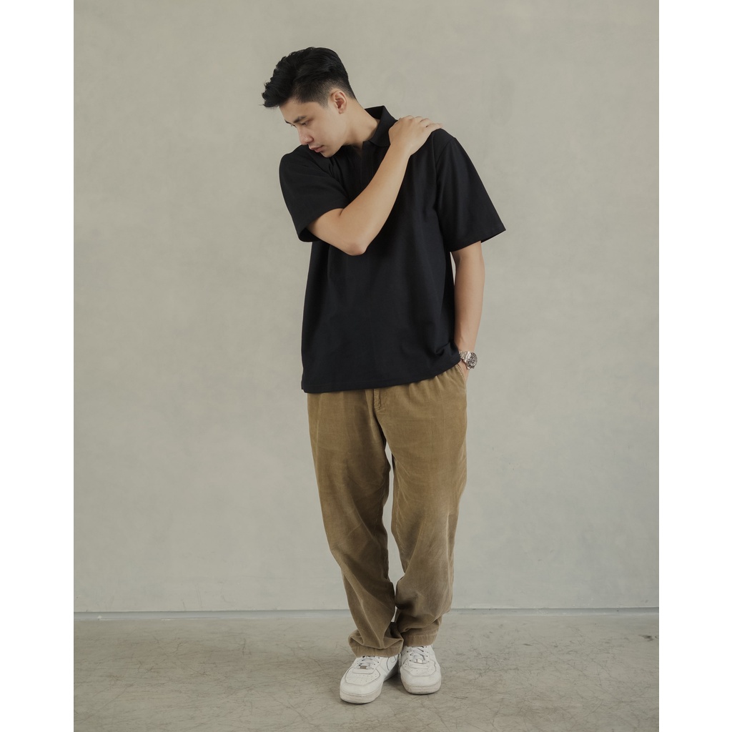 Nara Oversize Polo in Black - Kaos Polo Oversize Pria Hitam - ByBlank