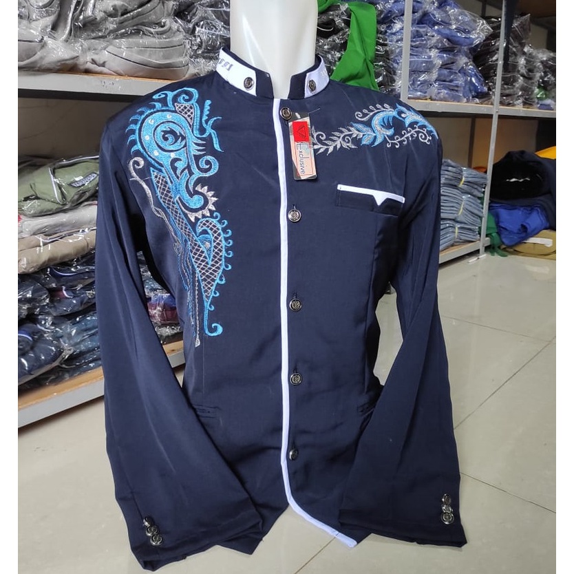 JASKO JAS KOKO BAJU MUSLIM PRIA Jasko Bordir Motif Terbaru Warna Hitam Lis Merah Bahan Hightwis