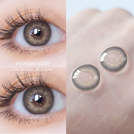 【COD】 DIAMOND SOFTLENS  BIG EYE Soft Colored Contact lens Yearly Use Ensa Mata Soflen Mata Brightsoftlens soflens Mata Kore/import korea softlens-RICHGIRL-GRAY