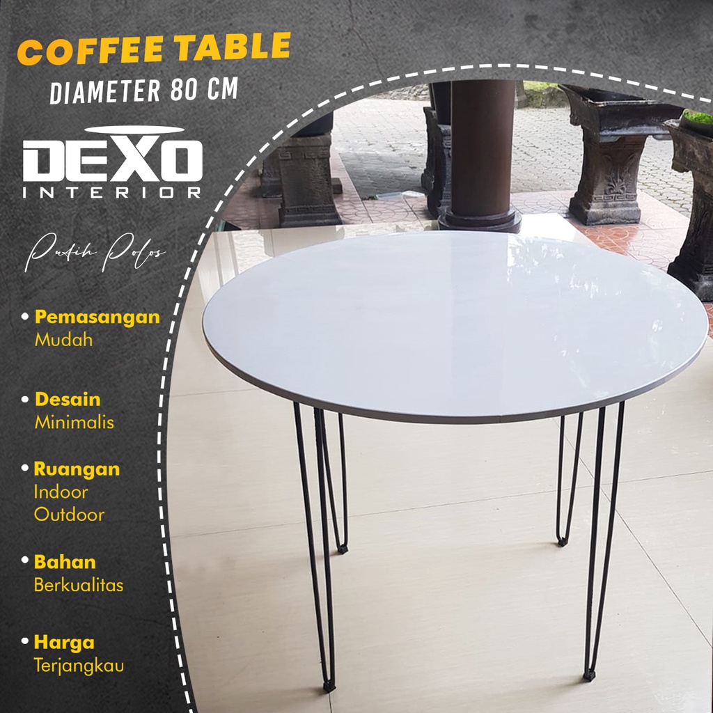 Meja Bundar 80 cm Meja Bulat Diameter 80 cm Tinggi 70 cm Meja Cafe dan Ruang Tamu