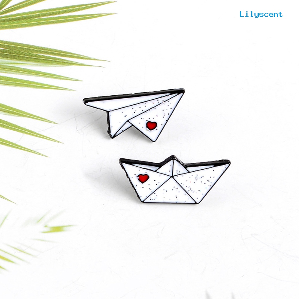 [LS] Unisex Origami Pesawat Perahu Enamel Bros Pin Jaket Tas Lencana Teman Hadiah