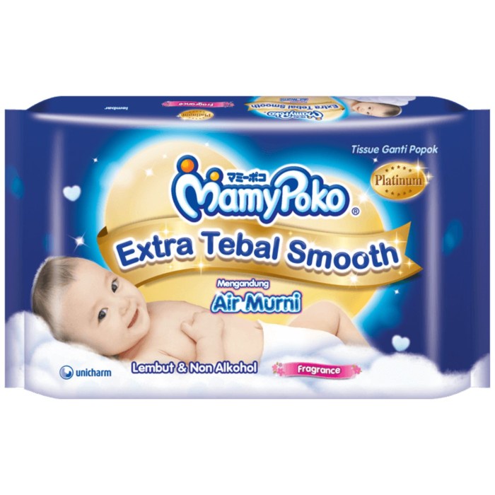 Mamypoko Baby Wipes Extra Tebal Smooth Fragrance 50 lbr/Tisu Basah/Buy 1 Get 1