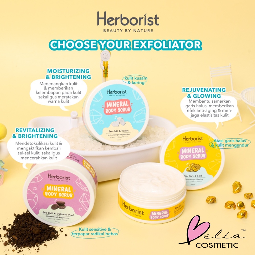 ❤ BELIA ❤ Herborist Mineral Body Scrub 200gr | Moisturizing &amp; Brightening | Revitalizing | Rejuvenating &amp; Glowing | BPOM