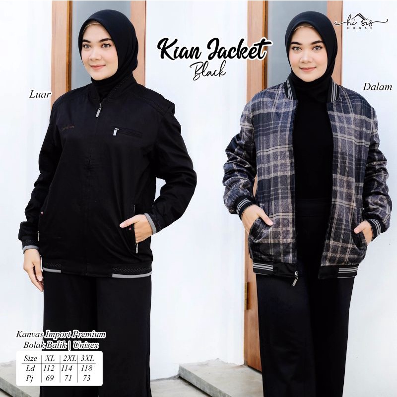 KIAN JACKET // IBAD JACKET UNISEX HI SIS HOUSE | Jacket Bolak Balik | Kanvas Import Premium