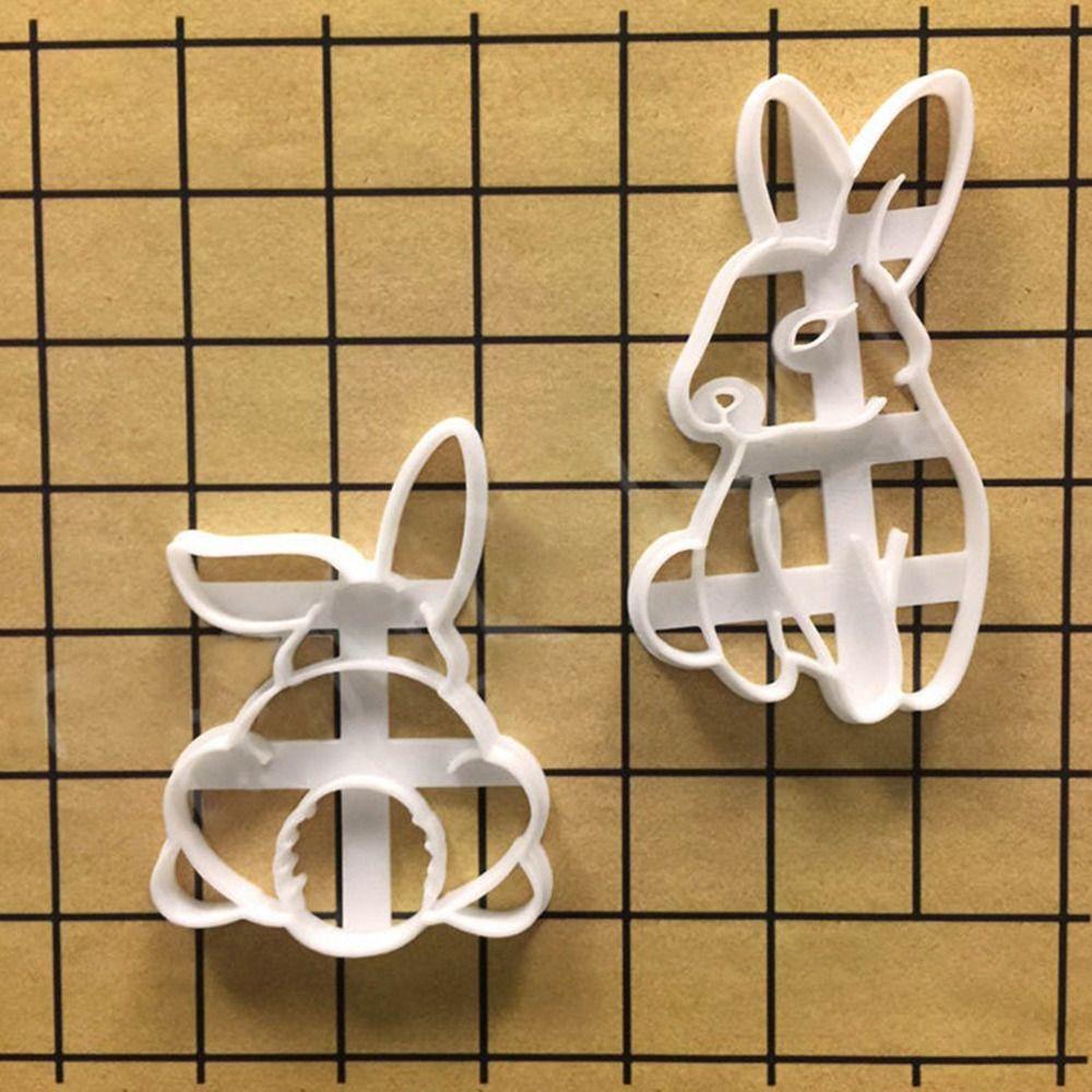 Solighter 2pcs/set 3D Easter Rabbit Food Fondant Pastry Dekorasi Cetakan Kue Plunger Cookie Cutter